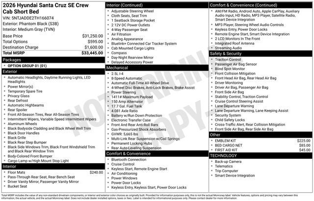 2026 Hyundai Santa Cruz SE