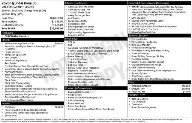2026 Hyundai Kona SE
