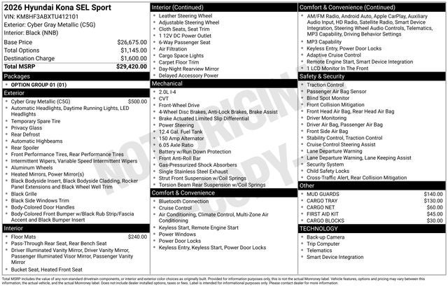 2026 Hyundai Kona SEL Sport