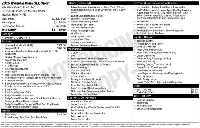 2026 Hyundai Kona SEL Sport