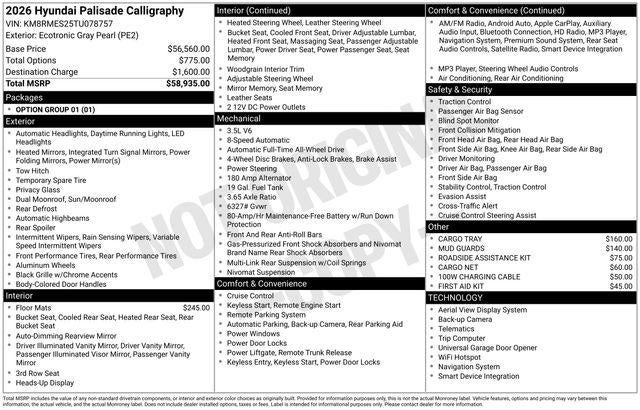 2026 Hyundai Palisade Calligraphy