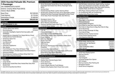 2026 Hyundai Palisade SEL Premium 7 Passenger