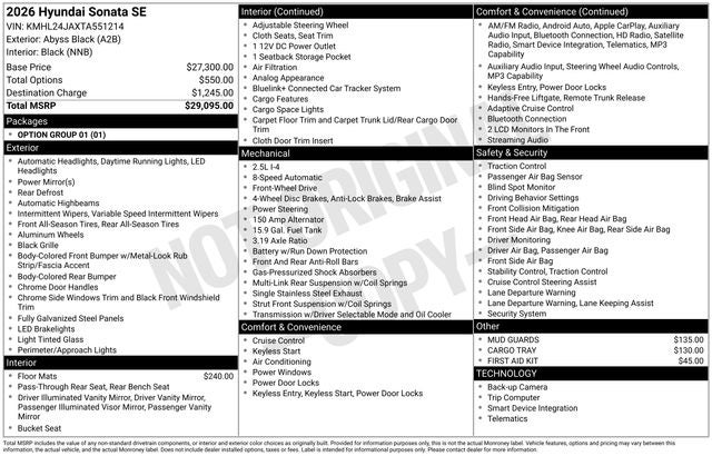 2026 Hyundai Sonata SE