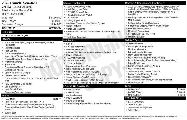 2026 Hyundai Sonata SE