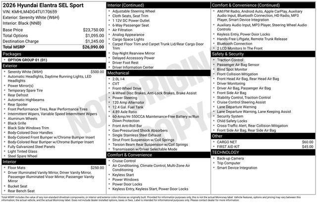 2026 Hyundai Elantra SEL Sport