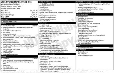 2026 Hyundai Elantra Hybrid Blue