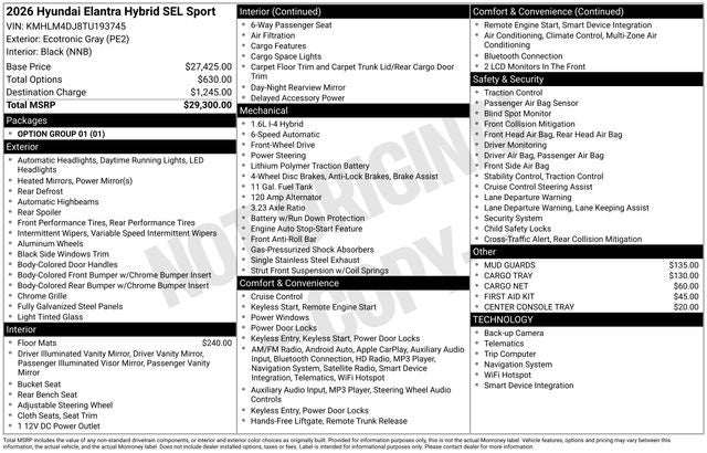 2026 Hyundai Elantra Hybrid SEL Sport