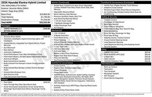 2026 Hyundai Elantra Hybrid Limited