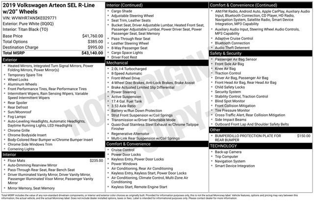 2019 Volkswagen Arteon 2.0T SEL R-Line