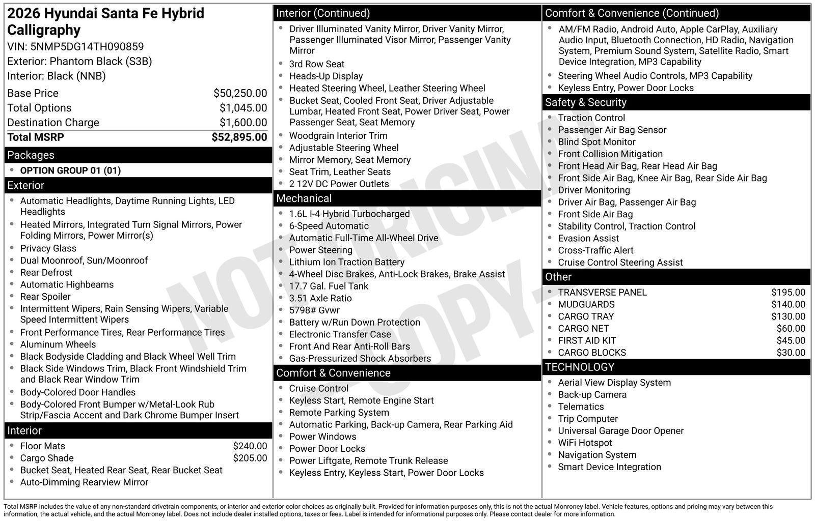 2026 Hyundai Santa Fe Hybrid Calligraphy