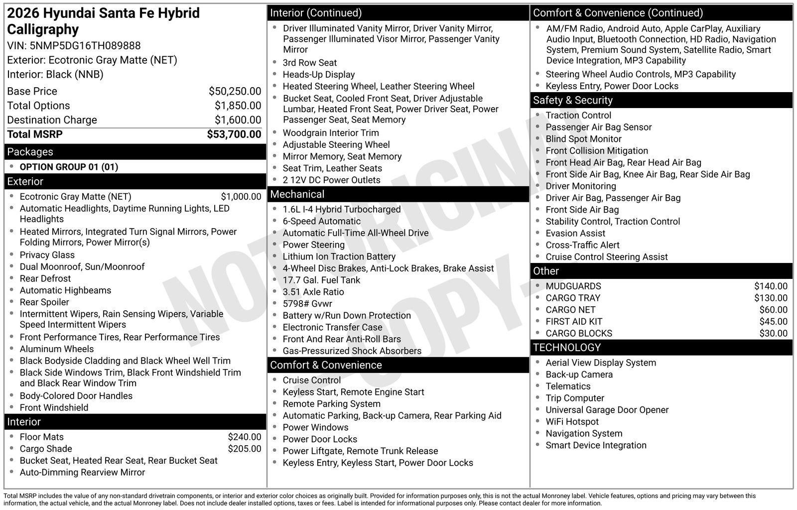 2026 Hyundai Santa Fe Hybrid Calligraphy