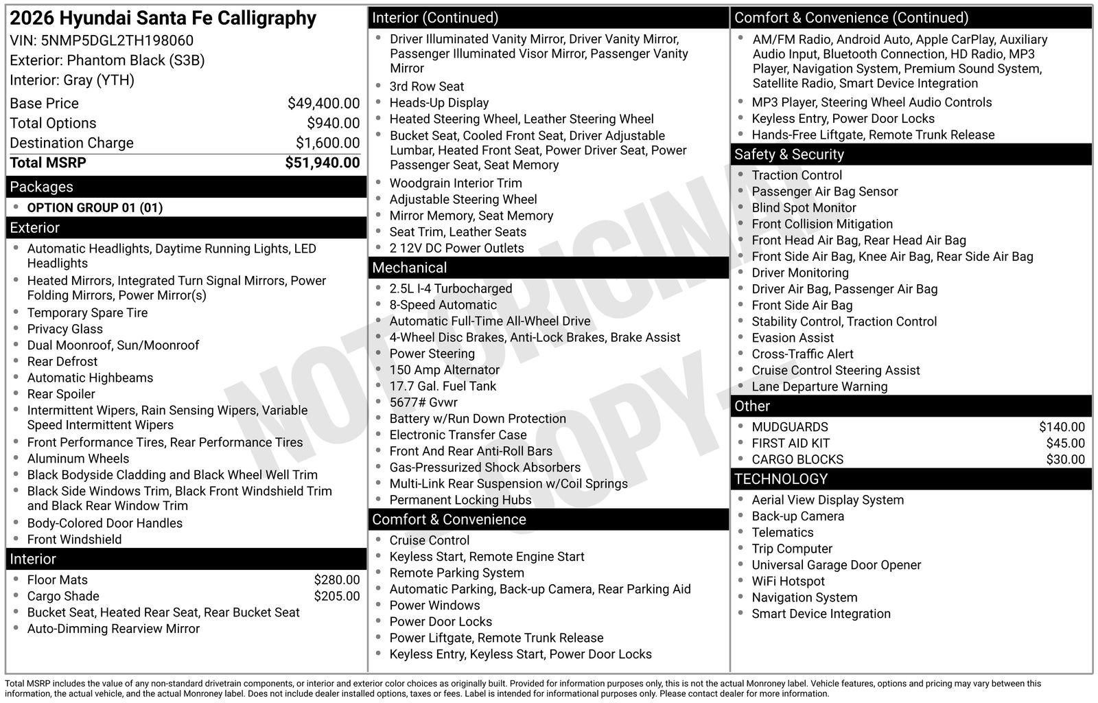 2026 Hyundai Santa Fe Calligraphy