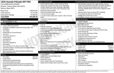 2026 Hyundai Palisade XRT Pro