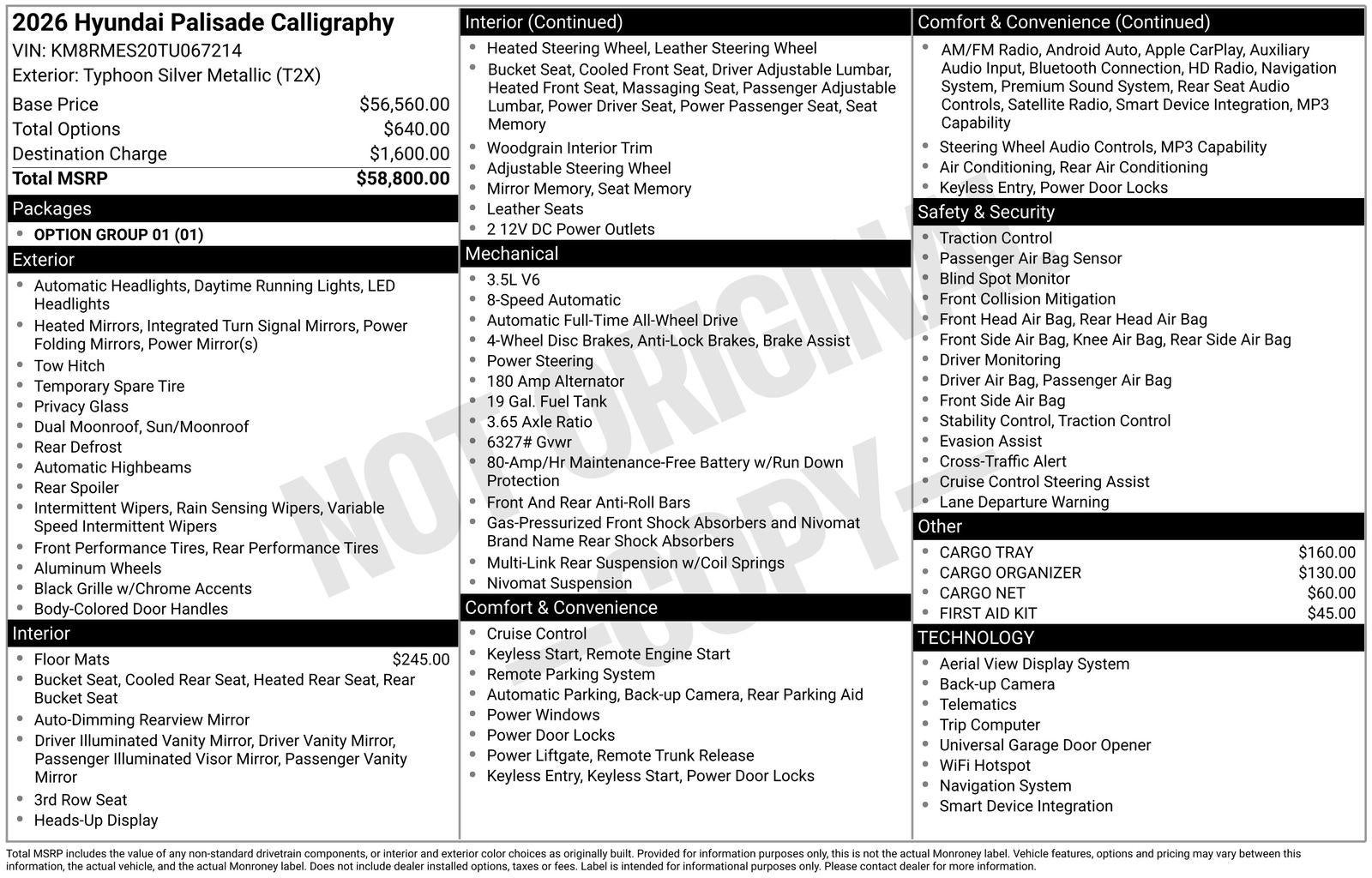 2026 Hyundai Palisade Calligraphy