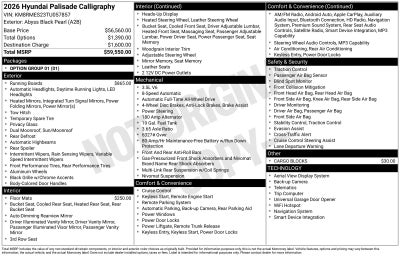 2026 Hyundai Palisade Calligraphy