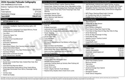 2026 Hyundai Palisade Calligraphy