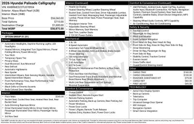 2026 Hyundai Palisade Calligraphy