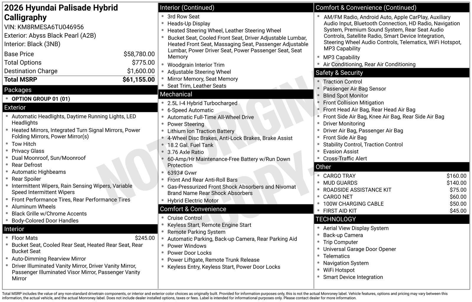 2026 Hyundai Palisade Hybrid Calligraphy