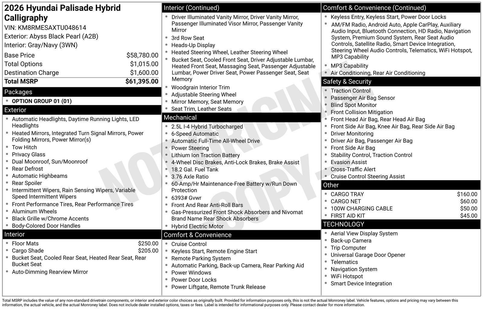 2026 Hyundai Palisade Hybrid Calligraphy