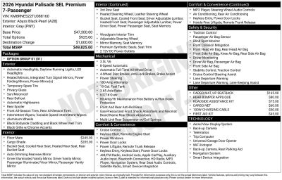 2026 Hyundai Palisade SEL Premium 7 Passenger