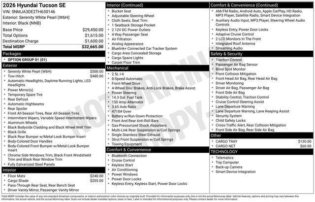 2026 Hyundai Tucson SE FWD
