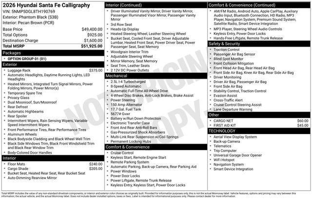 2026 Hyundai Santa Fe Calligraphy AWD