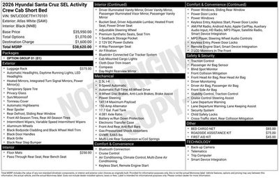 2026 Hyundai Santa Cruz SEL Activity AWD