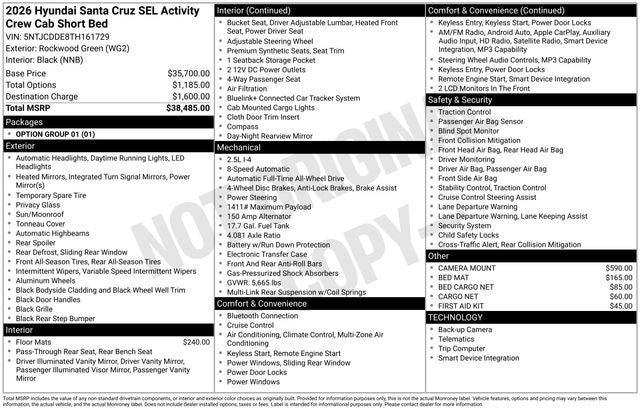 2026 Hyundai Santa Cruz SEL Activity AWD