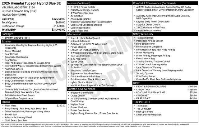 2026 Hyundai Tucson Hybrid Blue