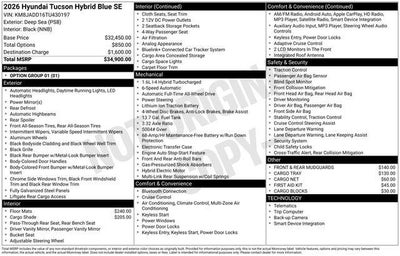 2026 Hyundai Tucson Hybrid Blue