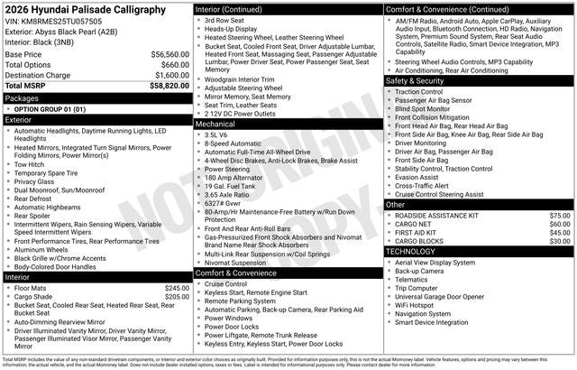 2026 Hyundai Palisade Calligraphy AWD