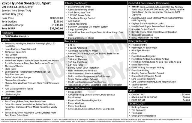 2026 Hyundai Sonata SEL Sport