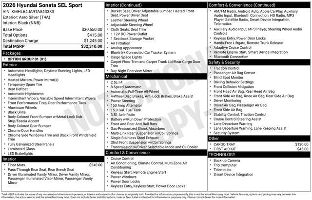 2026 Hyundai Sonata SEL Sport
