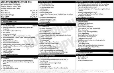 2026 Hyundai Elantra Hybrid Blue