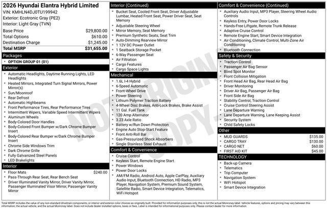 2026 Hyundai Elantra Hybrid Limited