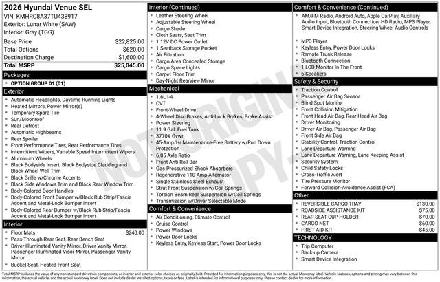 2026 Hyundai Venue SEL