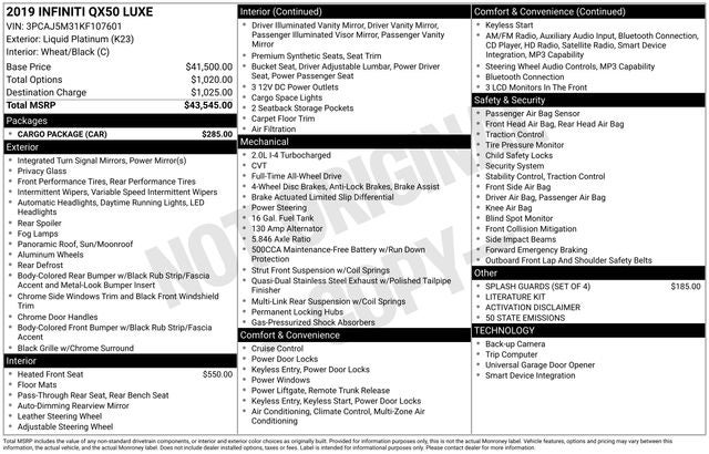 2019 INFINITI QX50 LUXE