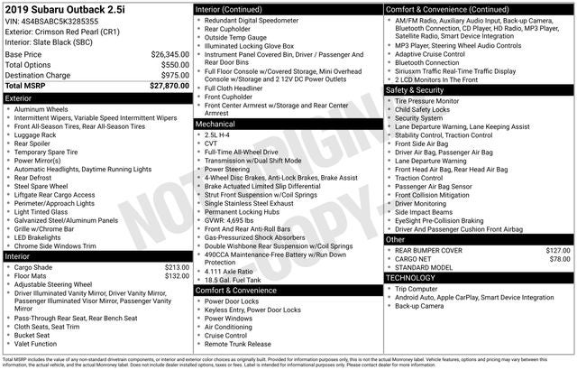 2019 Subaru Outback 2.5i