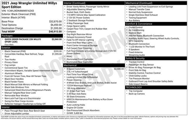 2021 Jeep Wrangler Unlimited Willys
