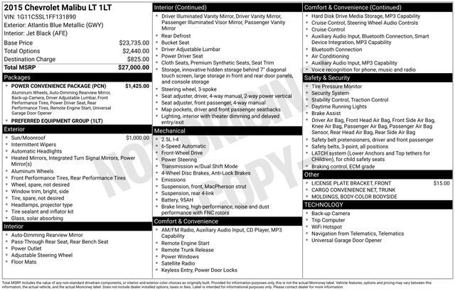 2015 Chevrolet Malibu LT 1LT